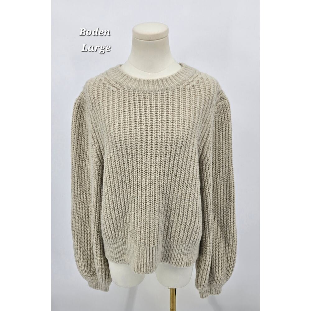 Boden Chunky Knit Ribbed Crewneck Sweater Wool Alpaca Blend